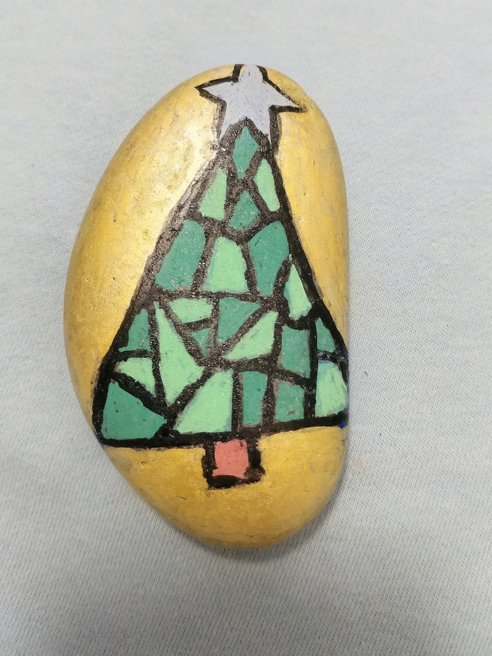 Hand-Painted Christmas Tree Friendship Stone